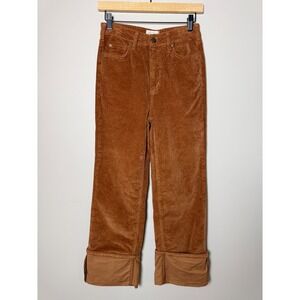 Pilcro The Scotty Wide Cuffed High Rise Straight Leg Corduroy Jean Pant 25 Brown